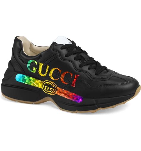 gucci sneakers rainbow|gucci rhyton lace up sneakers.